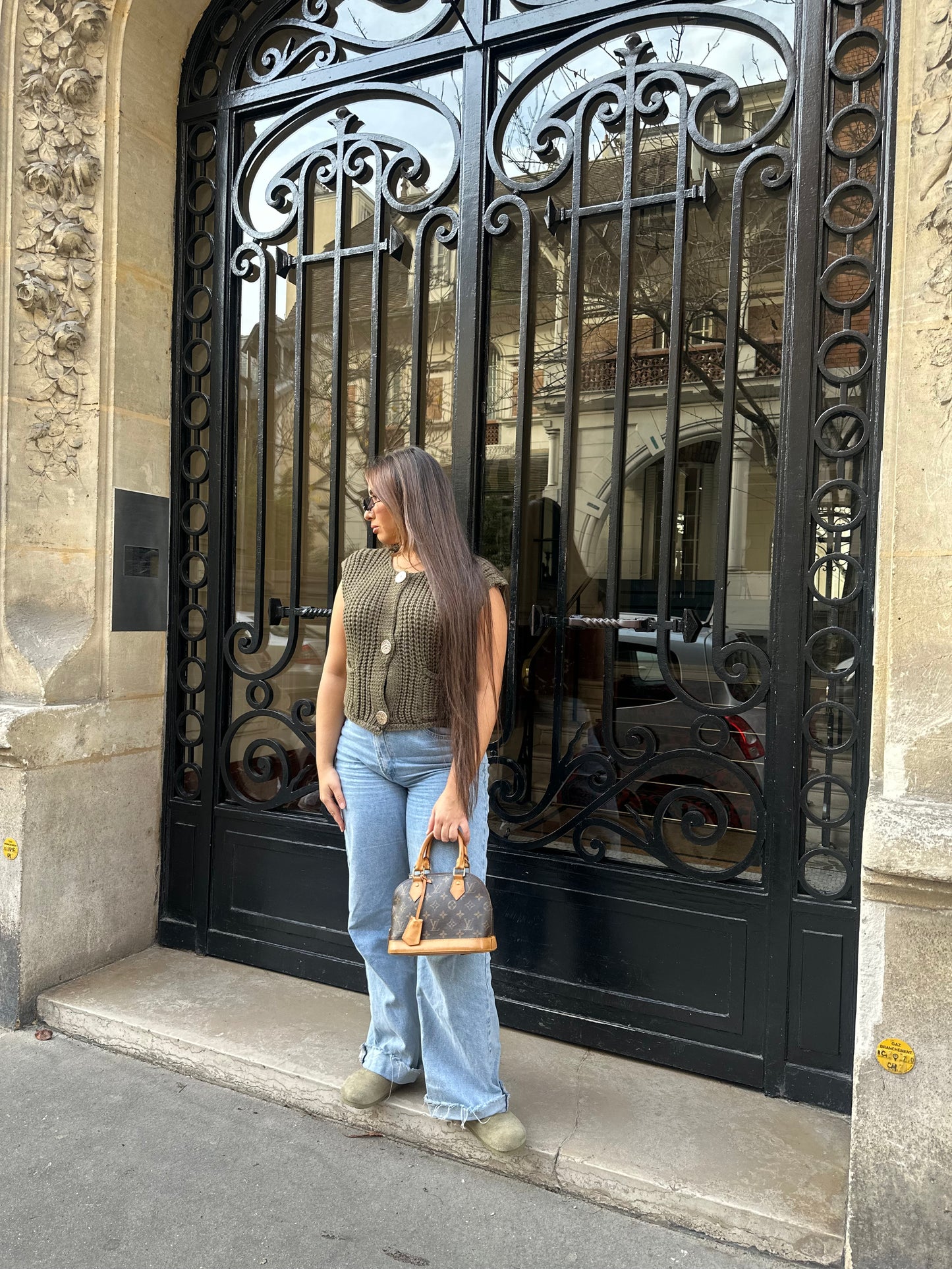 Pull sans manches kaki