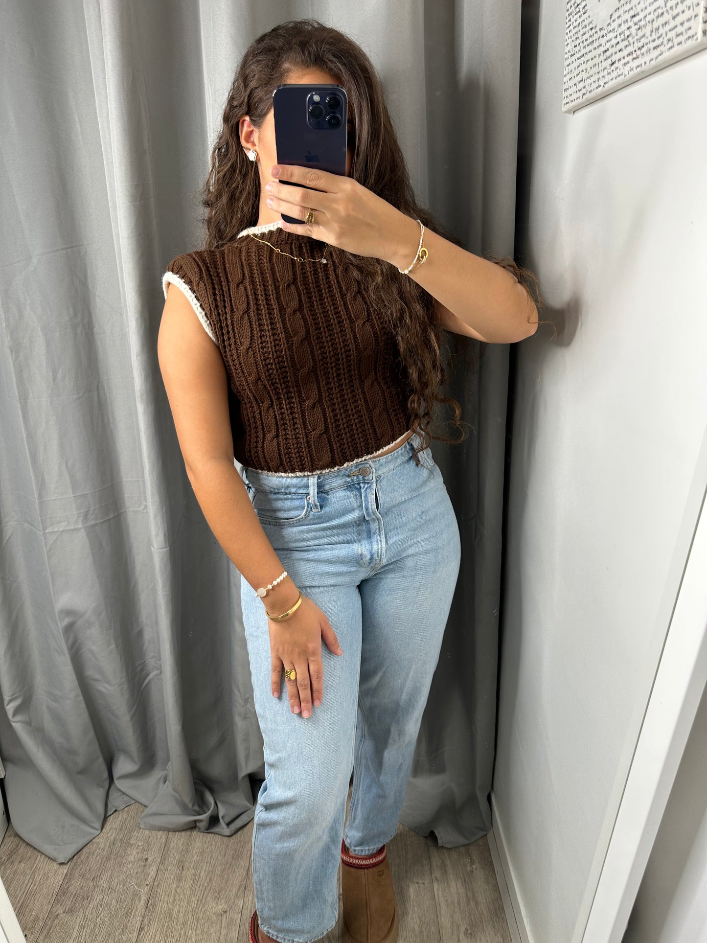 Pull sans manches chocolat