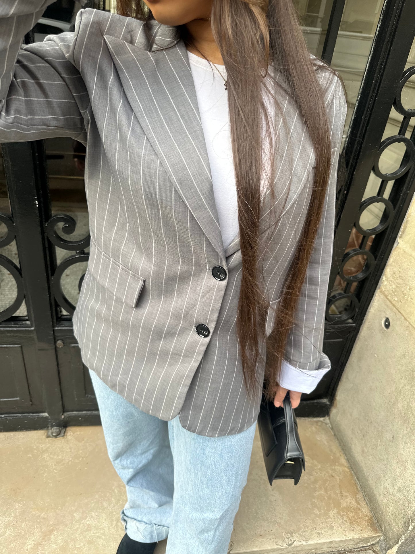 Blazer à rayures gris