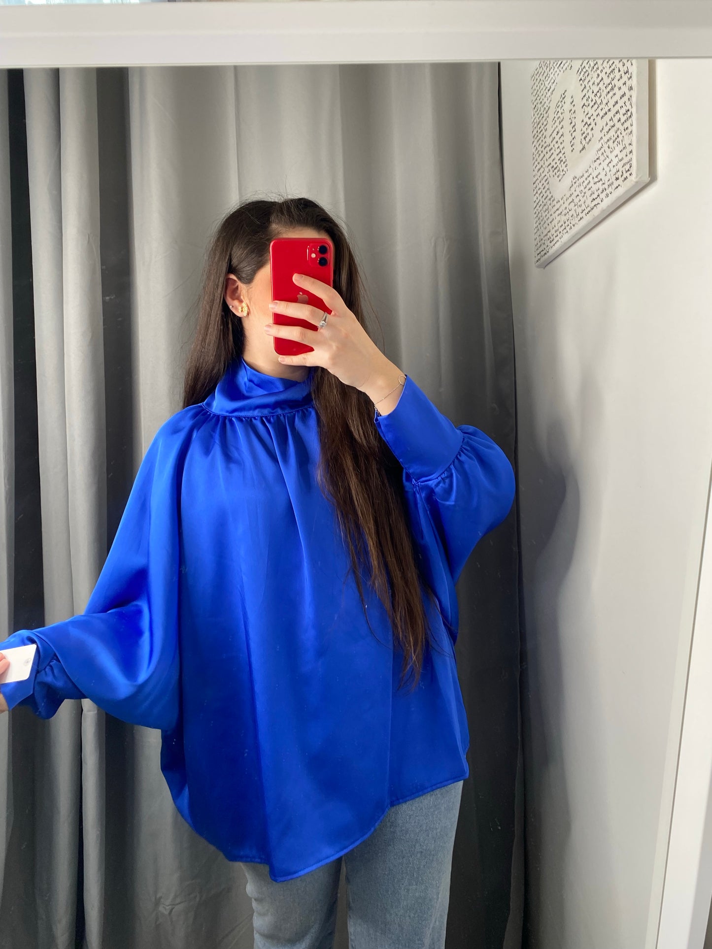 Chemisier en satin bleu