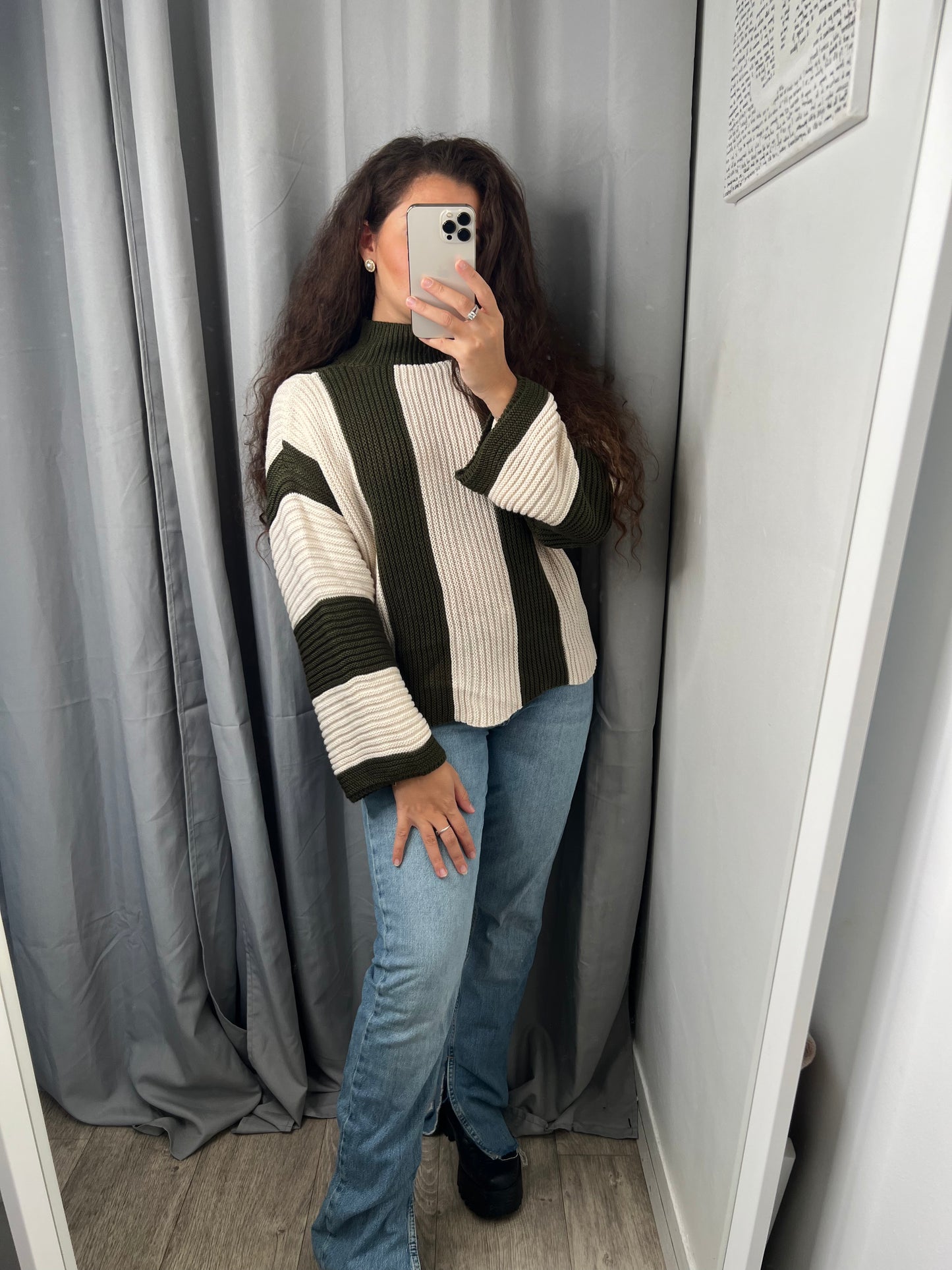 Pull Léa kaki et beige