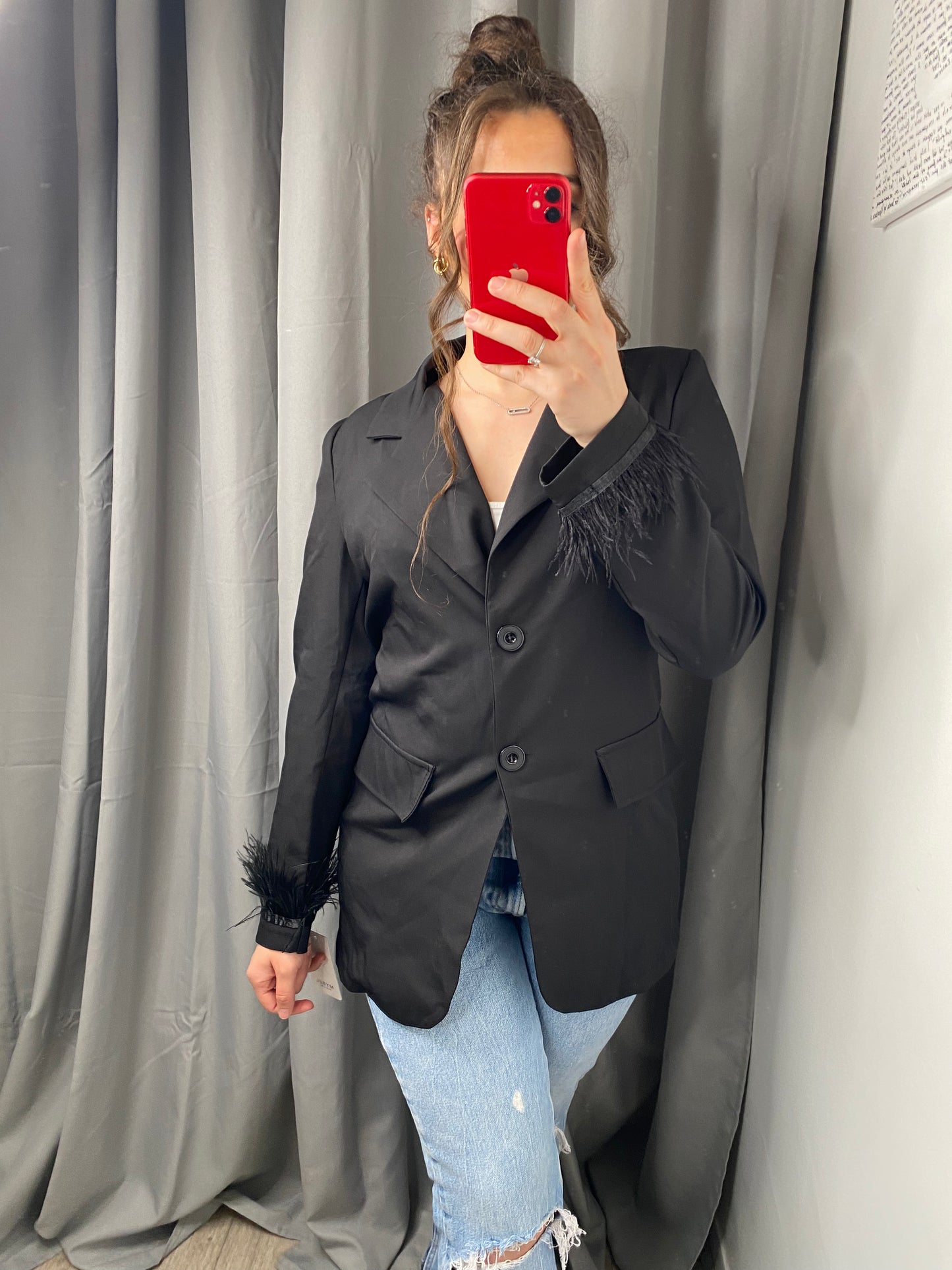 Blazer à plumes noir