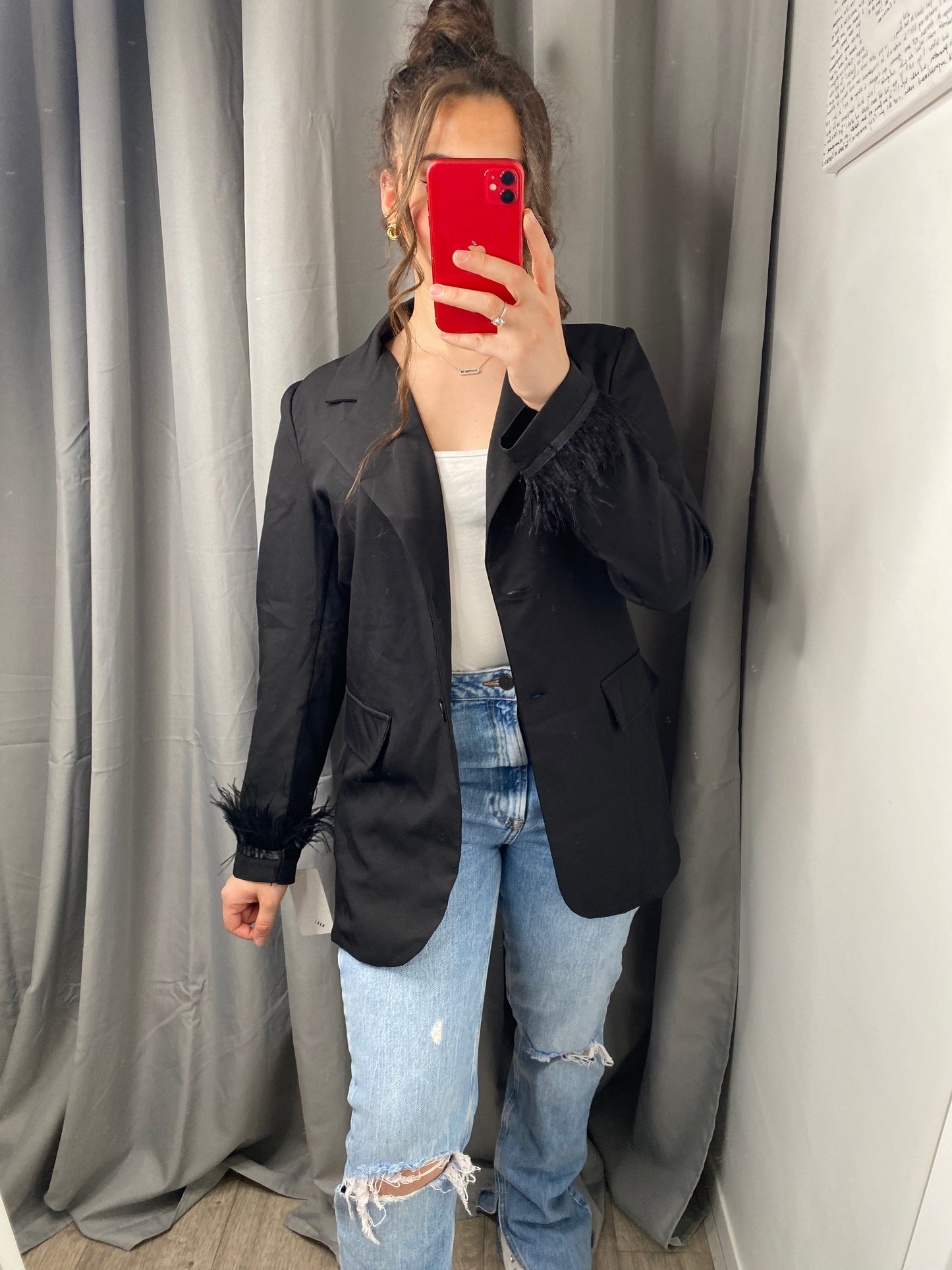 Blazer à plumes noir