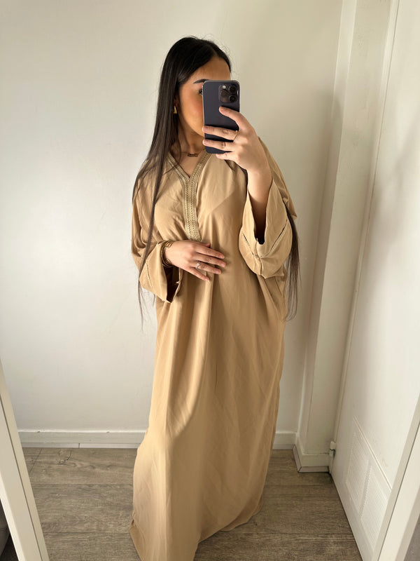 Abaya papillon camel