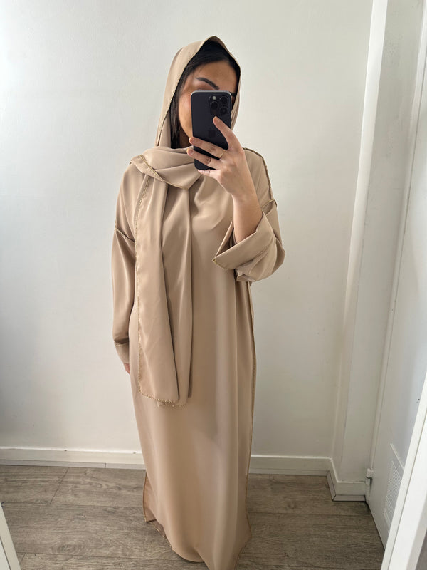 Abaya voile intégrée camel