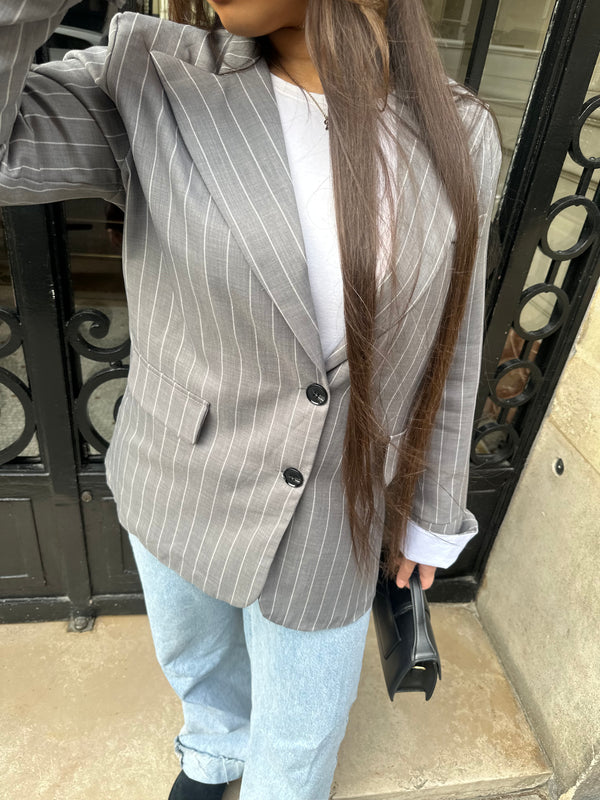 Blazer à rayures gris