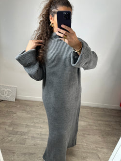 Robe en laine gris fonce sans fente jawshop