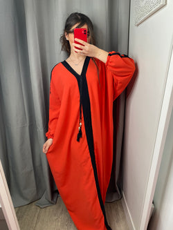 Abaya Emirates rouge corail