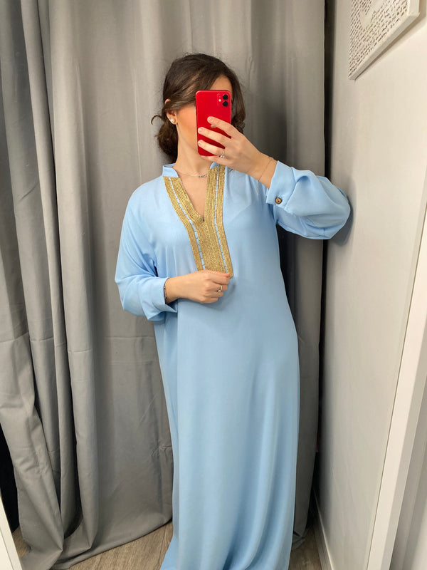 Abaya Jasmine bleu ciel