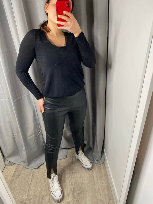 Legging simili cuir à zip