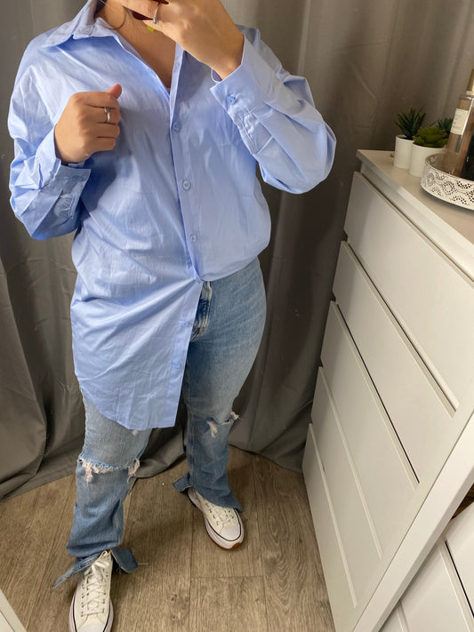 Chemise en coton bleu