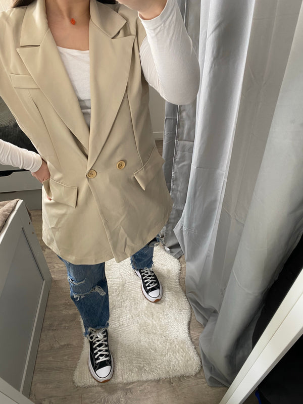 Blazer sans manche beige