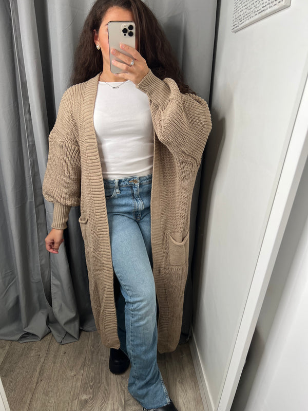 Gilet en maille à poche beige crème