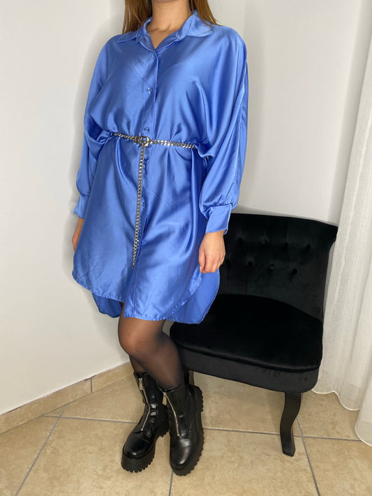 Chemise satinée bleu
