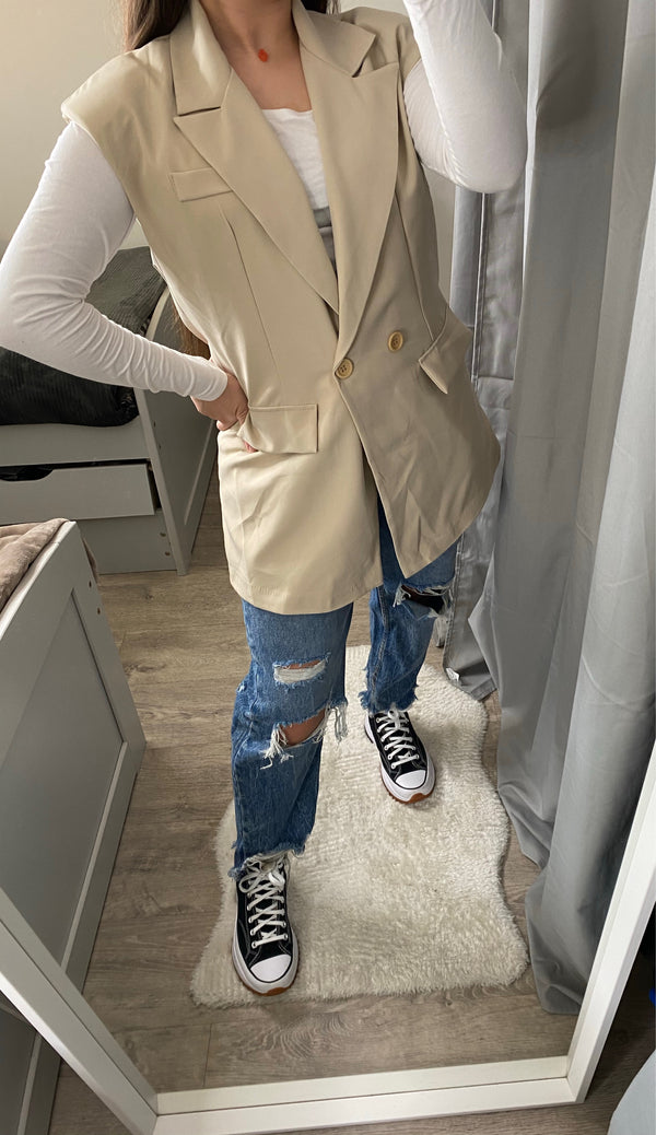 Blazer sans manche beige