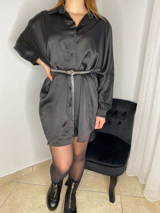 Chemise satinée noir